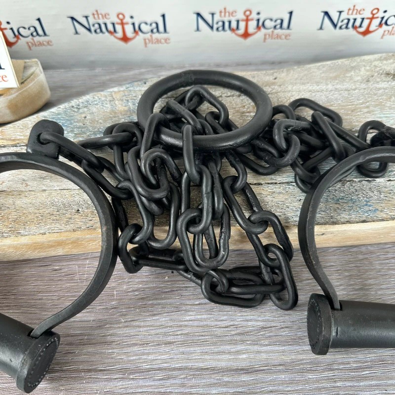 54" Iron Leg Shackles w/ Key, Heavy Duty Old Style