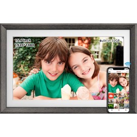FRAMEO 15.6 Inch 32GB WiFi Large Digital Photo Frame 1920 * 1080 IPS FHD Touch Screen Smart Digital Picture Frame, Wall Mountable, Auto-Rotate,Share Moments Instantly via Frameo App from Anywhere