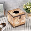 BTSKY Wooden + PU Retro Household Office Cube Square Tissue