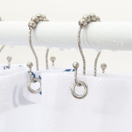 Goowin Shower Curtain Hooks, Rust Resistant Shower Curtain Rings Metal Double Glide Rollers Shower Hooks for Bathroom Shower Curtain & Shower Curtain Liner, Set of 12 (Matte Nickel)