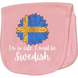 inktastic I'm So Cute, I Must Be Swedish Sunflower Sweden Flag Baby Burp Cloth Pink 3c4cd