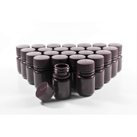 Reagent Bottle, PP Plastic, Wide Mouth, Amber, 30 ml, Pack of 24