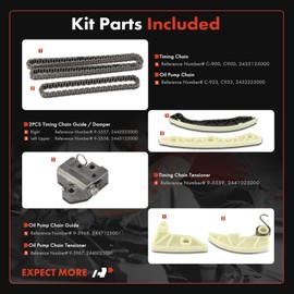 A-Premium 7PCS Engine Timing Chain Kit W/Tensioner & Guide Compatible with Kia & Hyundai - Forte 2010-2013, Forte Koup 2010-2013, Forte5 2012-2013, Tucson 2011-2013, Genesis Coupe 2010-2012 - L4 2.0L