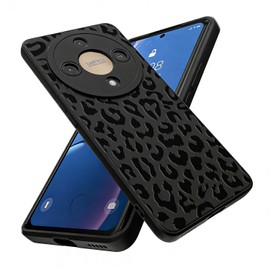 Threehao Funda para Honor Magic6 Lite y Honor X9B, Ultra Delgado Flexible Silicona Negro Carcasa con Estampado de Leopardo Dibujos, Antigolpes Anti-arañazos Protectora