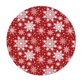 Fiokroo Christmas Snowflakes Tablecloth with Elastic Edge, Round Table Cloth Washable Reusable Table Cover for Kitchen Dining Party Picnic, Medium