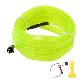 A ABSOPRO 5m EL Wire Cable LED Glow String Light Car Lighting Strip Flexible Neon Light for Car Decoration Wiring Driver(12v) Fluorescent Green