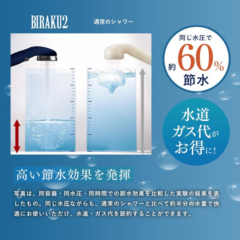 Aramic YA-MB60 Biraku 2 Shower Head, Water Saving, Up to