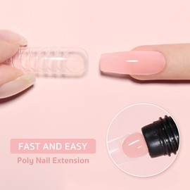 GAOY Poly Gel, 60g Clear Pink Builder Gel Nail Enhancement for Beginner & Professional Salon DIY at Home