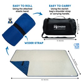 Dagmi Outdoors Waterproof Outdoor Blanket Large Fleece Stadium & Camping Blankets for Cold Weather. Perfect for Outdoors, Car, Dogs, Picnic. Windproof, Quilted, Extra Warm, Machine Washable