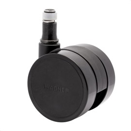 WAGNER Swivel Chair Castors / Office Chair Castors - Hard Design - Diameter 50 mm, Height 55 mm, Interval Braked, Pin 11 x 20 mm, Load Capacity 50 kg - Made in Germany - 01173561