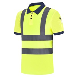 AYKRM Yellow Hi Vis Viz Visibility Safety Work Polo Shirt hi vis Polo Shirt (XS-8XL)