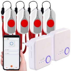 CASAcontrol SOS Emergency Button Alarm: Smart SOS Emergency Button Set for Seniors, 4 x Transmitters, 2 x Receivers, App (Smart SOS Button, Emergency Call Devices)