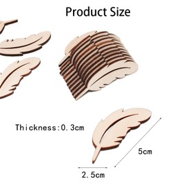 winmiya 25Pcs Wooden Shaped Feather Ornament Hollowed Wood Slices Unfinished Wood Slices Wood Feathers DIY Wood Slices for DIY Craft Party Wedding Decor Accessories