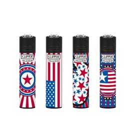 Clipper Lighter – Large CP11 – National Stars - 48ct - Safe Butane Clipper Lighter - Refillable Lighters in Assorted Fashion Colors - Reusable Lighter - Soft Flame Kitchen Lighter -Cute Lighter