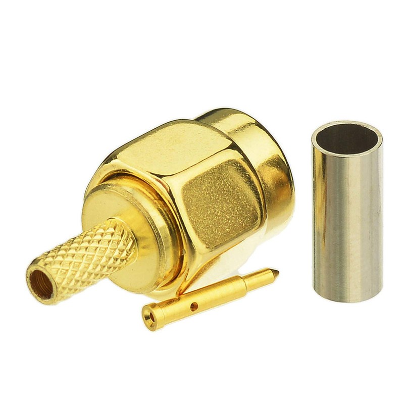 Eightwood 10pcs SMA Male Crimp RF Connector Gold-Plating for RG316