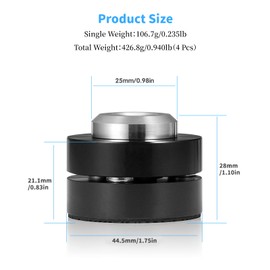 Tertullus 4 Sets Speaker Isolation Turntable Feet, Stainless Steels+Aluminum Hifi Shock Absorb Subwoofer Speaker Stand For Hifi Devices Amplifier Turntable Dac Recorder Cd (A00-Black)