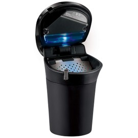 Carmate DZ526 Car Ashtray, Smoke-Proof, Drink Holder Type, Solar, LED Included, Carbon Tone, Black