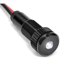 Oznium PLUG-N-PLAY Instrument Cluster LED Indicator Light Dash Bulbs. Aluminum Pilot Lights. Acrylic Lens. Flush Panel Mount 5/16" 8mm 12V for Speedometer Odometer Tachometer (Black Bezel, White LED)