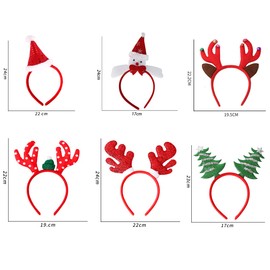 Shalwinn Christmas Headband, 6 Types Reindeer Antlers Fun Christmas Tree Christmas Hat Headwear for Children Adults, Christmas Holiday Supplies Accessories Favours