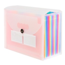 Sooez 24 Pockets Expanding File Folder with Blank Labels, According File Organizer with Expandable Cover, Desktop Accordion Folders Letter A4 Paper Document Storage Organizer, Red