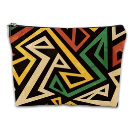 iapodiad Bolsa de maquillaje Abstact Flores Tropicales Bolsa de cosméticos Mini Portátil Bolsa de viaje Organizador Cepillos de Maquillaje Accesorios Estéticos Bolsa de Almacenamiento Impermeable para Mujeres, Geometric Pattern, Una talla