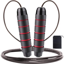 Nytlivet Skipping Rope, Jump Rope of Length Adjustable, Jump Rope with Non-Slip Handles, Skipping Rope for Children, Adults, Women, Men, Fitness & Training Outdoor (Red, 1)