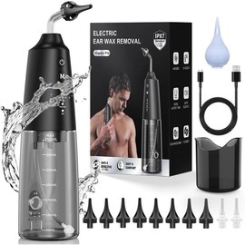 Ear Wax Cleaner Removal, DIY Water  Ear Irrigation Flushing System with 4  Modes, Electric Ear Flushing Kit for Adults Earwax Remover Cleaning Tool Ear Washer for Humans - Color: Black