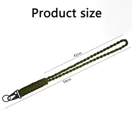 Ryaupy Paracord Key Ring, Braided Neck Strap Long, Lanyard Lanyard with Metal Ring, Lanyard for Hanging, Long Wrist Paracord Lanyard for Keys, ID Cards (Green)