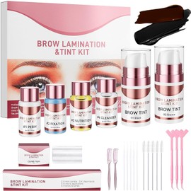 Bluemega Kit de Levantamiento y Coloreado de Cejas, Color Negro Laminación de Cejas, Elevación Rápida, Coloración Voluminosa, Herramientas Completas DIY, Uso en Casa y Salón (B)