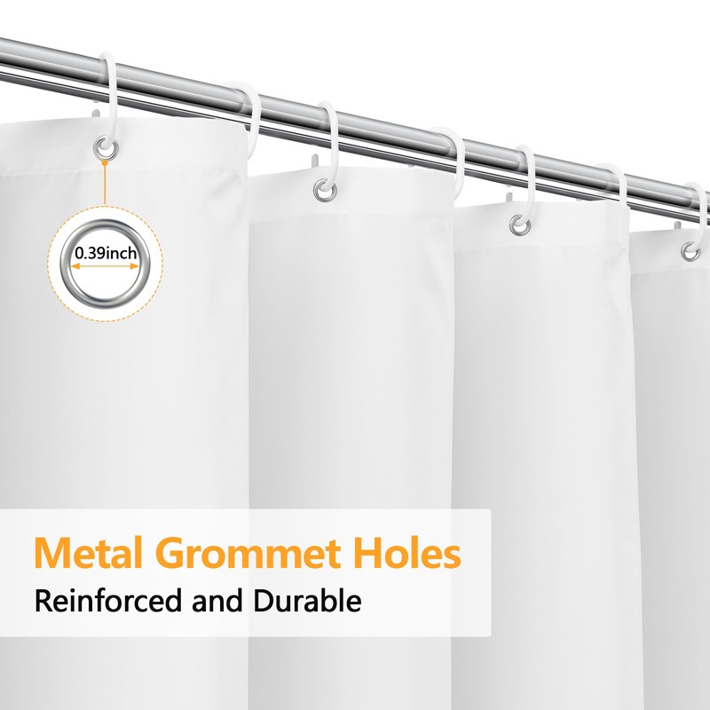 Seenus Extra Long Shower Curtain Waterproof Fabric with 3 Magnets,