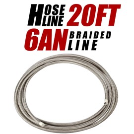 Vincos 20 Ft 6AN AN6 (5/16") Universal Braided Stainless Steel PTFE TEFLON Oil Fuel Gas Line Hose