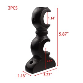 Woogim 2PCS 29MM Black Wood Curtain Rod Holders Wall Mounted Ceiling Mounted Rod Window Curtain Double Holders with Screws