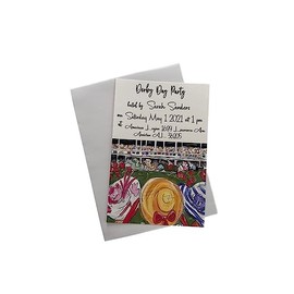 Derby Day Hats Party Invitation 4x6 Customization Horse Racing Run for the Roses (Pack of 10 Customized W/Envelope)