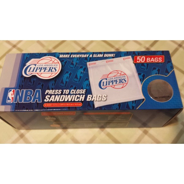 Los Angeles Clippers 50 Sandwich Bags Press to Close Make Everyday a Slam Dunk!