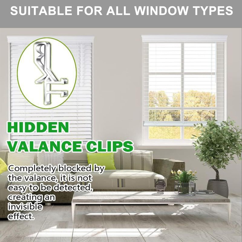 12PCS Transparent Valance Clips – 1.87-Inch Plastic Blind Clips for
