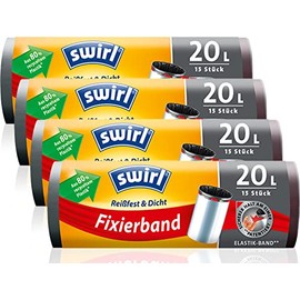Swirl Fixing Tape Bin Liners Multipack 4 x 20 Litres / 15 Bags