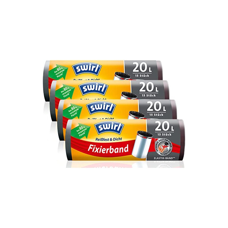 Swirl Fixing Tape Bin Liners Multipack 4 x 20 Litres