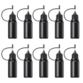 LKCCTK Light Blocking Needle Bottles 0.3 fl oz (10 ml), Precision Dropper Bottles with Needles for Epoxy, Crafts, DIY Tools, Liquid Containers, Divided Oils, Measuring, Convenient, Lid, Black