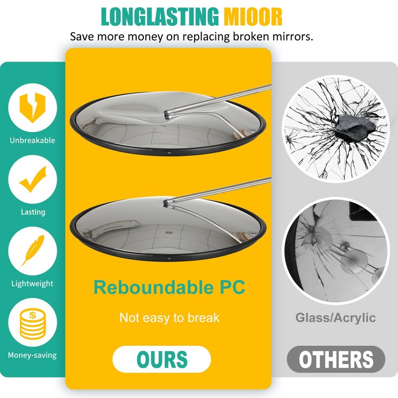 Angooni Unbreakable Convex Mirror 18 inch Safety Mirror - Lightweight