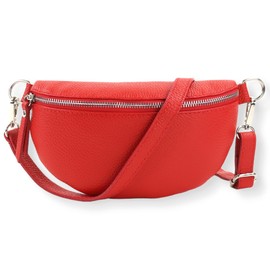 Blade Bum Bag Genuine Leather, Stylish Shoulder Bag, Waist Bag for Women, High-Quality Shoulder Bag with Zip, Crossbody Bag, Handbag, Belt Bag, red