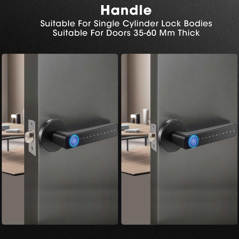 Smart Fingerprint Door Lock,Keyless Entry Keypad Door Lock with Handle,Automatic