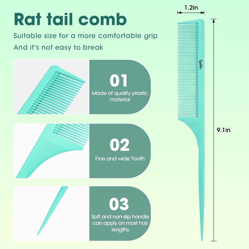 Rat Tail Comb Parting Comb：2Pcs Rat Tail Combs for Women，Fine