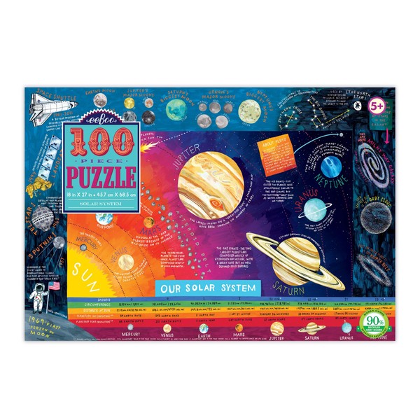 eeBoo: Solar System 100 Piece Puzzle, Perfect Project for Little Hands, Aids in Development of Pattern, Shape, and Color Recognition, Offers Children a Challenge, Perfect for Ages 5 and up