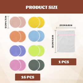 Reusable Breast Pads, 16 Pcs Washable Nursing Pads, Nipple Pads, Reusable Organic Bamboo Breast Pads with Small Laundry Bag, Eco Pads for Breastfeeding, Soft, Absorbent, Hypoallergenic