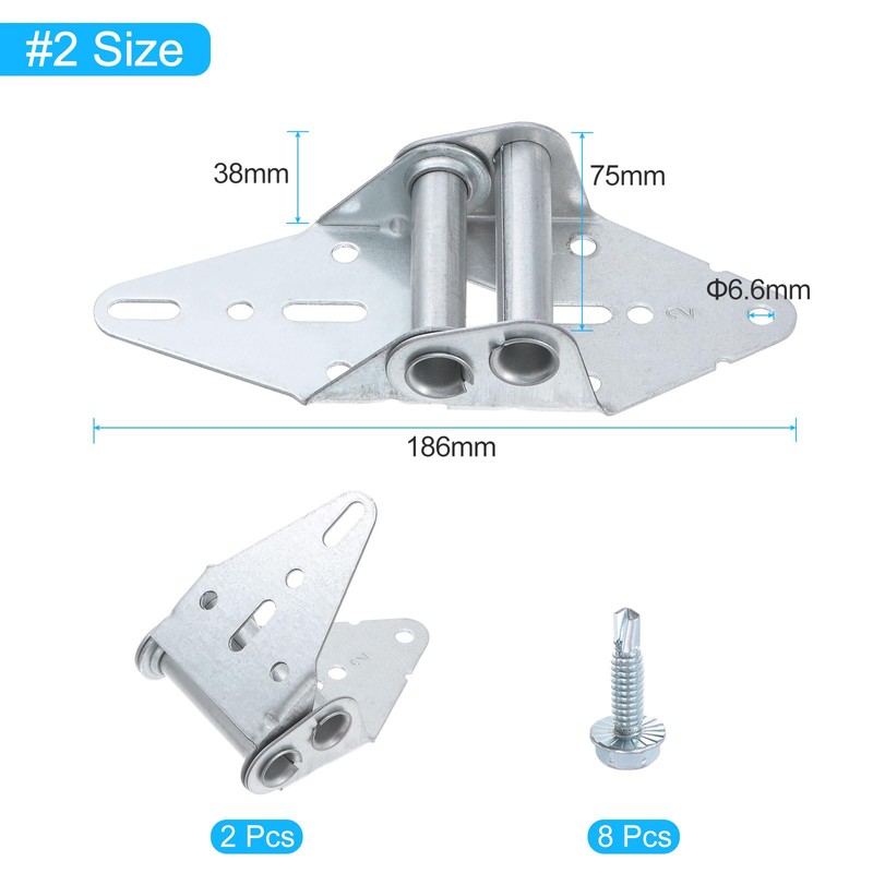 uxcell 2 Set Garage Door Hinge #2 Hinge, 14 Gauge