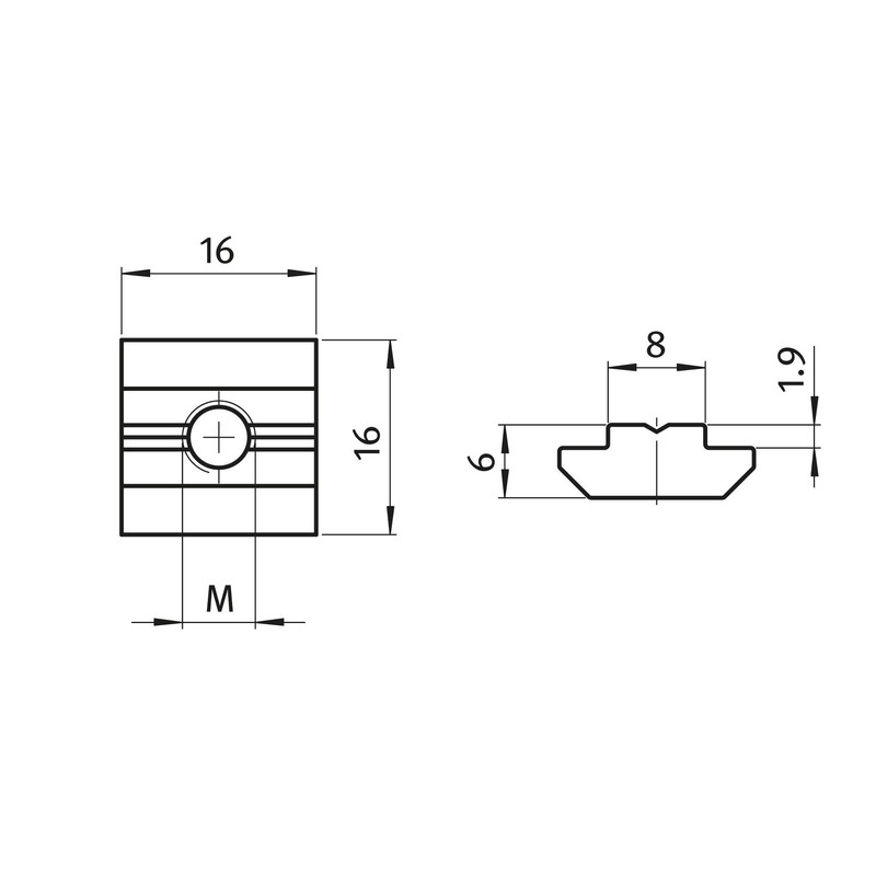 10x T-Slot Nut Sliding Block Slot 8 - Type B