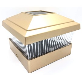 RELIGHTABLE 6 Pack Outdoor Garden 5 x 5 Solar LED Post Deck Cap Square Fence Light Landscape Lamp Lawn PVC Vinyl Wood (Copper)
