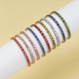 Adoshine Adjustable Rhinestone Bracelet for Women Tennis Chain Rhinestone Beads Slider Bracelet 18K Gold Silver Plated Crystal Seed Bracelet Wedding Party Geometric Jewelry