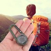 Kisangel Compact Carabiner Compass, Multi-Functional Hiking Keychain Zinc Alloy Survival