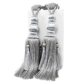 YunNasi 1 Pair Curtain Tie backs Rope Handmade Tassel Curtain Tiebacks Holdbacks Window Drape Rope for Large and Heavy Curtain,Gray